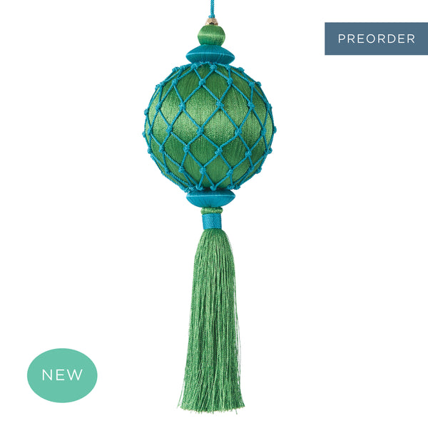 Silk Lattice Tassel Decoration Blue & Green