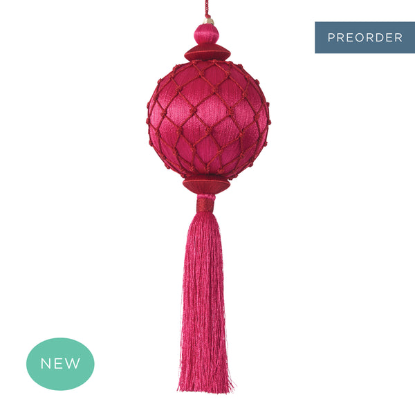 Silk Lattice Tassel Decoration Fuchsia & Red