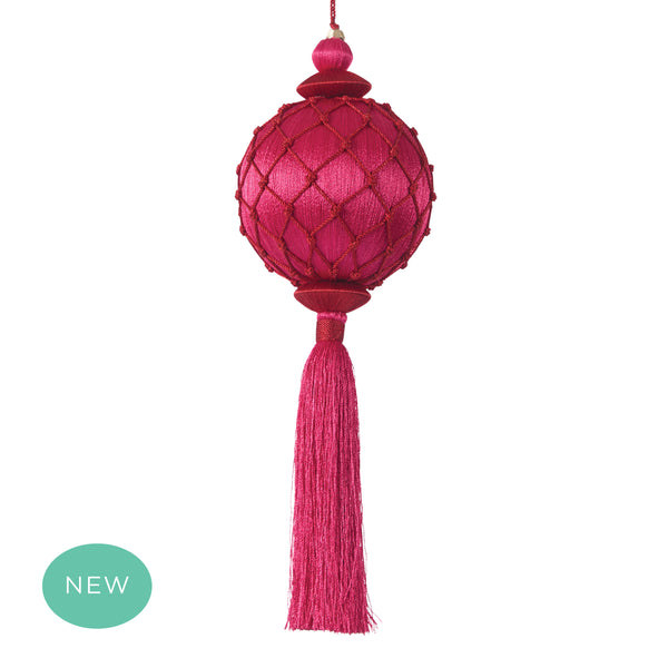 Silk Lattice Tassel Decoration Fuchsia & Red