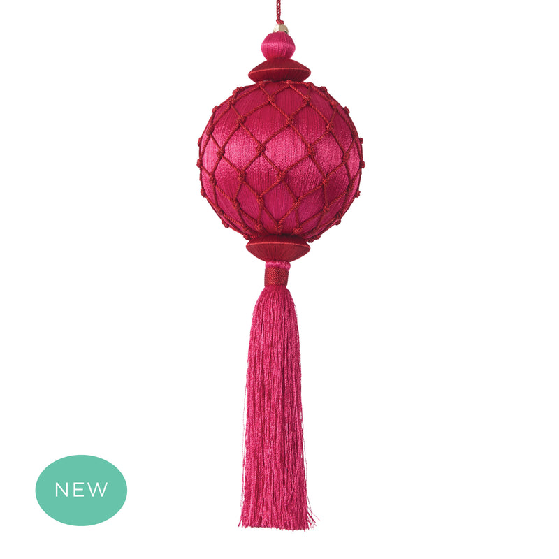 Silk Lattice Tassel Decoration Fuchsia & Red