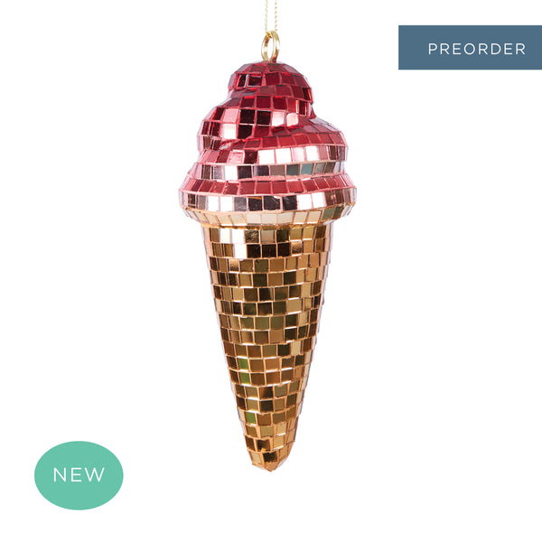 Disco Ice Cream Cone Decoration Fuchsia