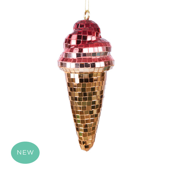 Disco Ice Cream Cone Decoration Fuchsia