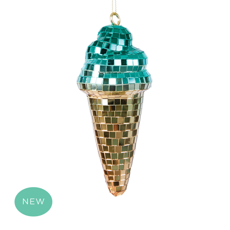 Disco Ice Cream Cone Decoration Turquoise