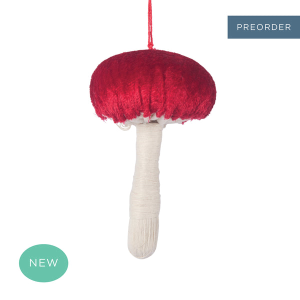 Mushroom Velvet Top Decoration Red