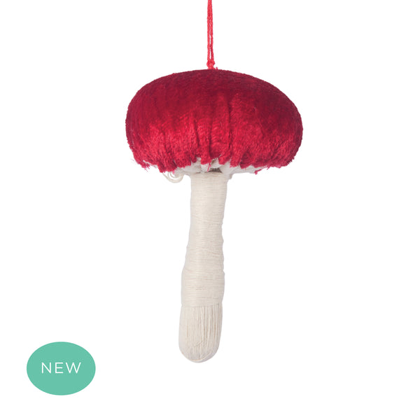 Mushroom Velvet Top Decoration Red