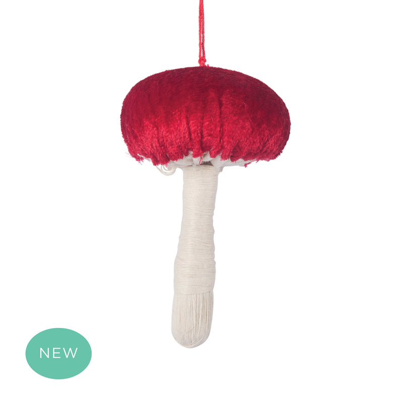 Mushroom Velvet Top Decoration Red
