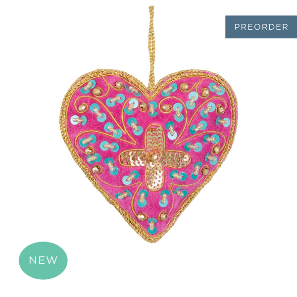 La Dolce Vita Magenta Heart Tree Decoration Fuchsia