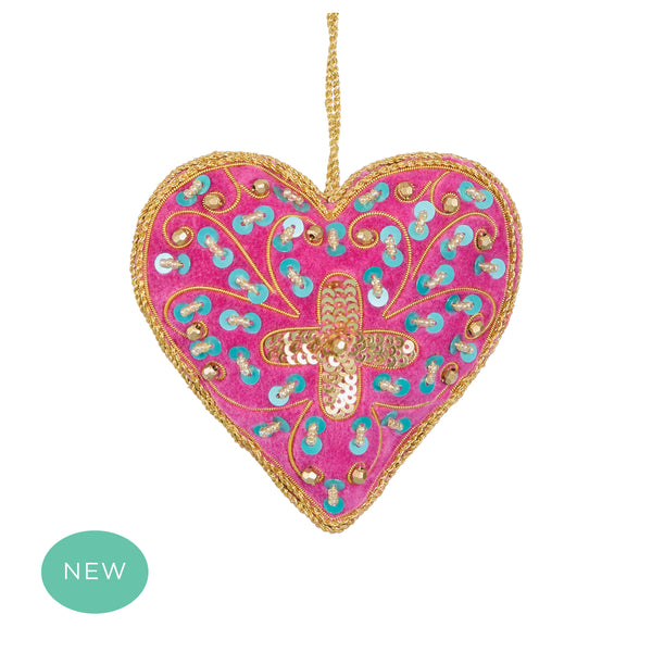 La Dolce Vita Magenta Heart Tree Decoration Fuchsia