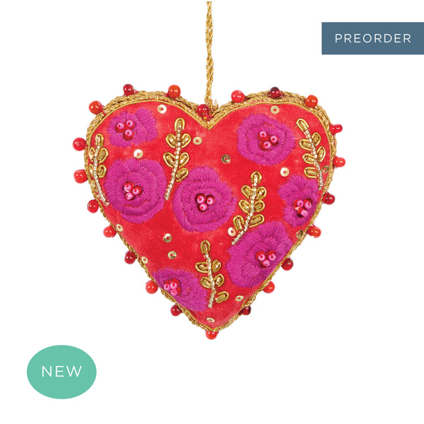 La Dolce Vita Heart Floral Tree Decoration Red
