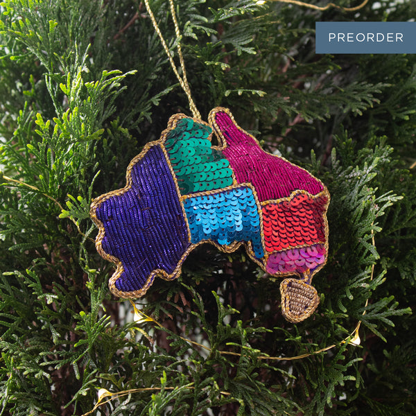 AUSTRALIA FOREVER SEQUIN CHRISTMAS TREE DECORATION