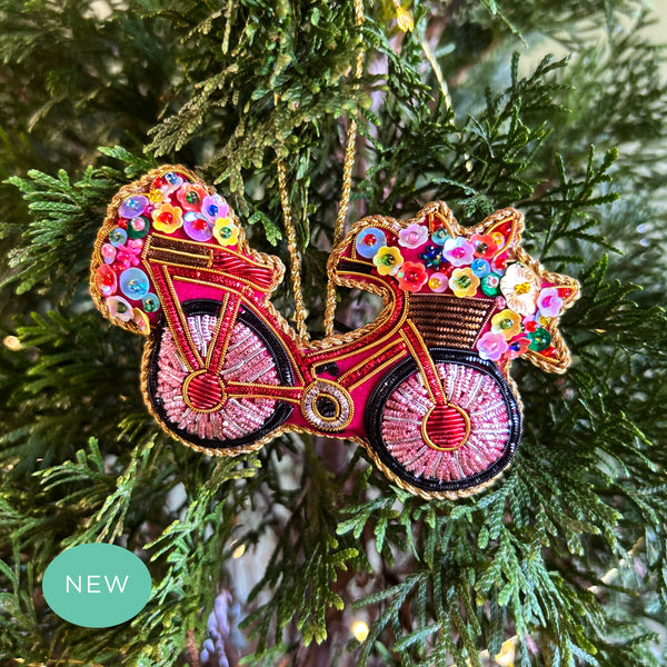 La Dolce Vita Flora Bicycle Sequin Tree Decoration