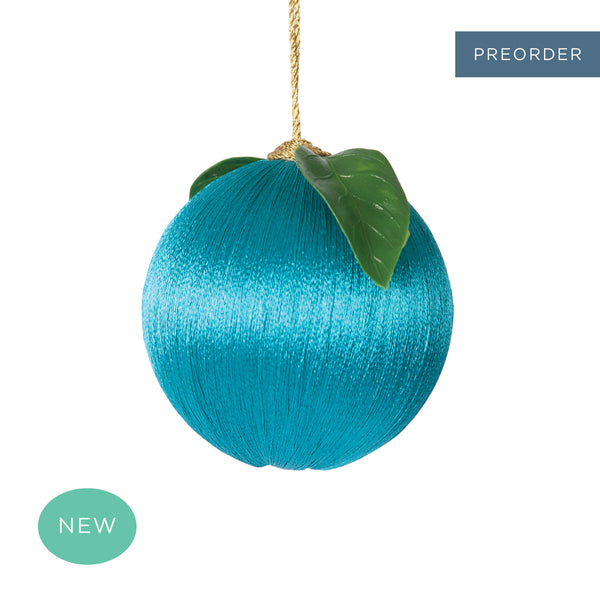 Retro Silk Fruit Bauble Turquoise Blue