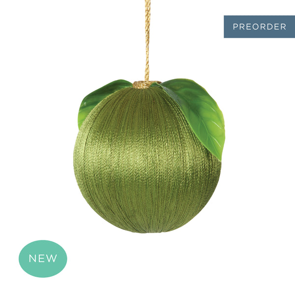 Retro Silk Fruit Bauble Olive Green