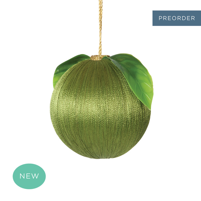 Retro Silk Fruit Bauble Olive Green