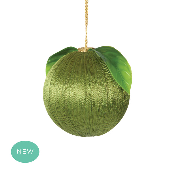 Retro Silk Fruit Bauble Olive Green
