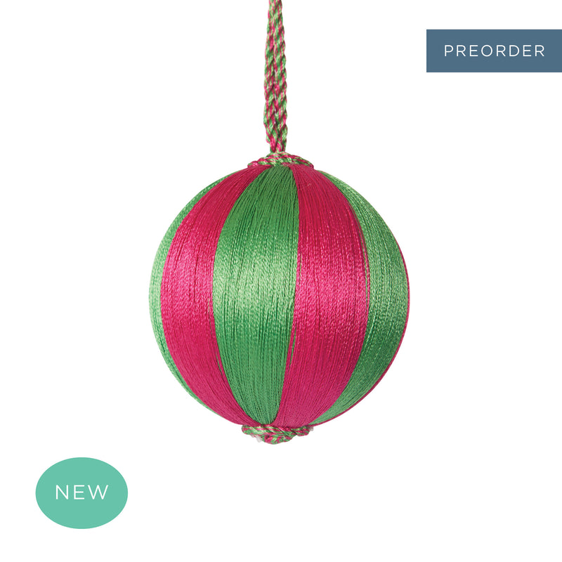 Retro Silk Stripe Bauble Pink + Green