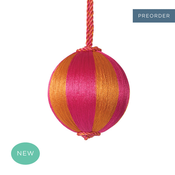 Retro Silk Stripe Bauble Pink + Orange