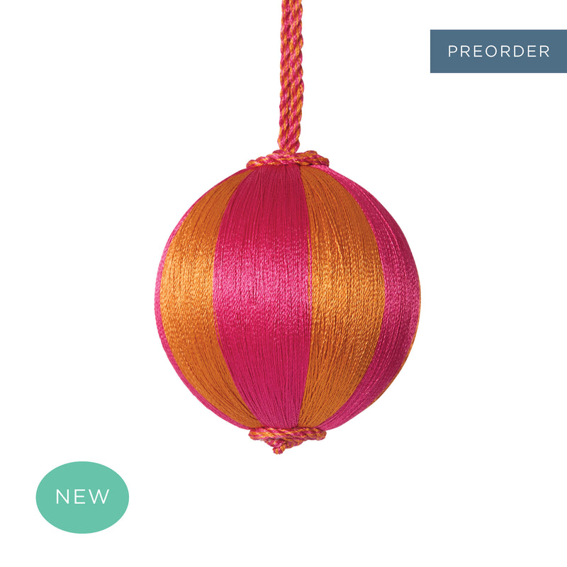 Retro Silk Stripe Bauble Pink + Orange