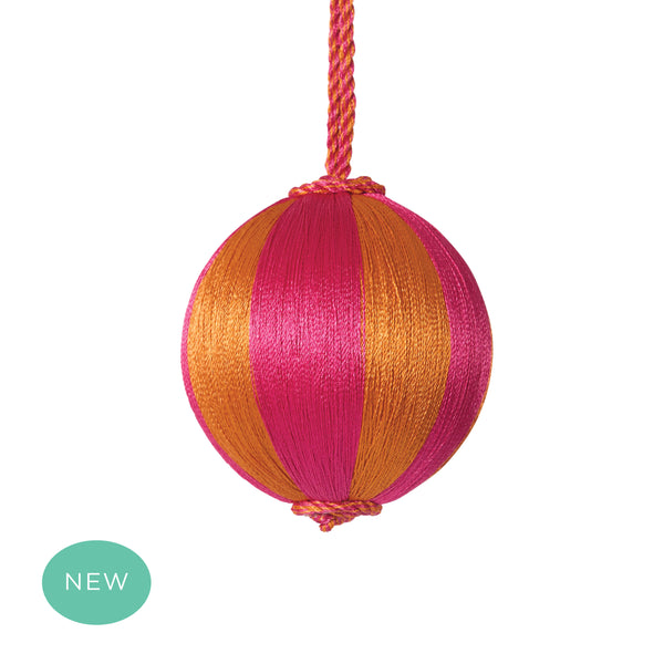 Retro Silk Stripe Bauble Pink + Orange