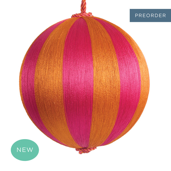 Retro Silk Stripe Bauble Large Pink + Orange