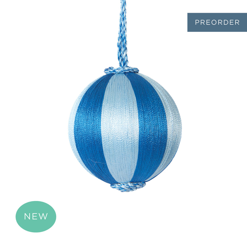 Retro Silk Stripe Bauble Dark Blue + Blue