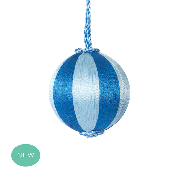 Retro Silk Stripe Bauble Dark Blue + Blue