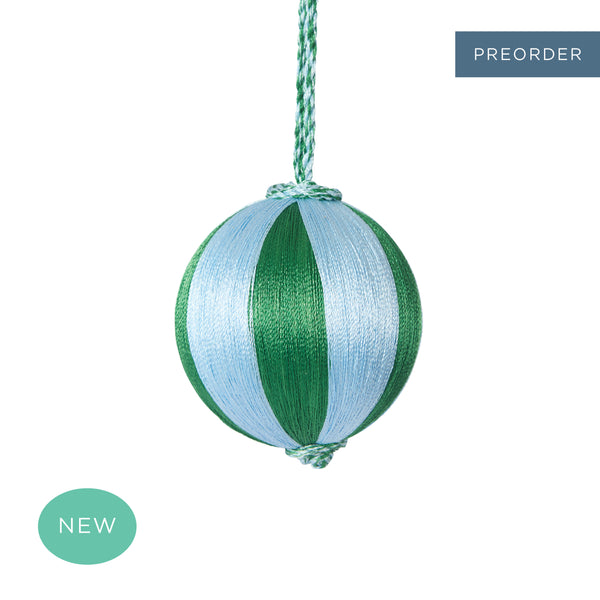Retro Silk Stripe Bauble Green + Blue