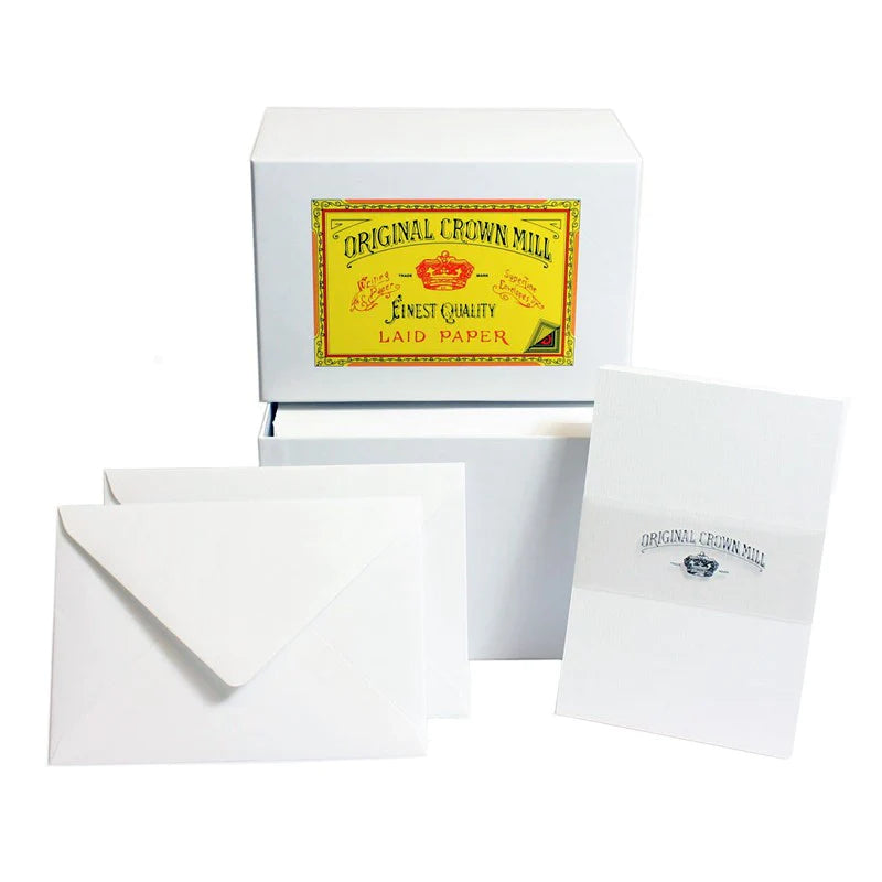 CROWN MILL LAID PAPER STATIONERY SET - 50 A6 CARDS & 50 C6 LINED ENVELOPES