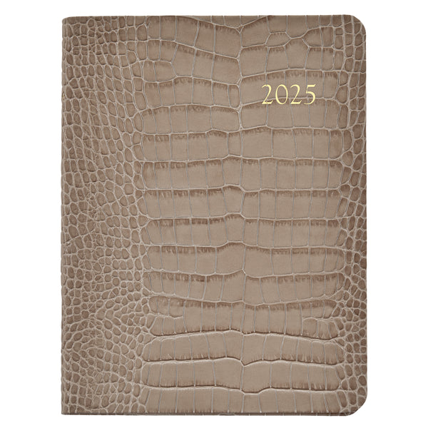 2025 Desk Diary Embossed Crocodile Stone Leather