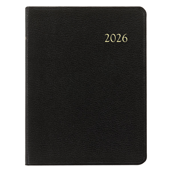 2026 Desk Diary Black Goatskin Leather