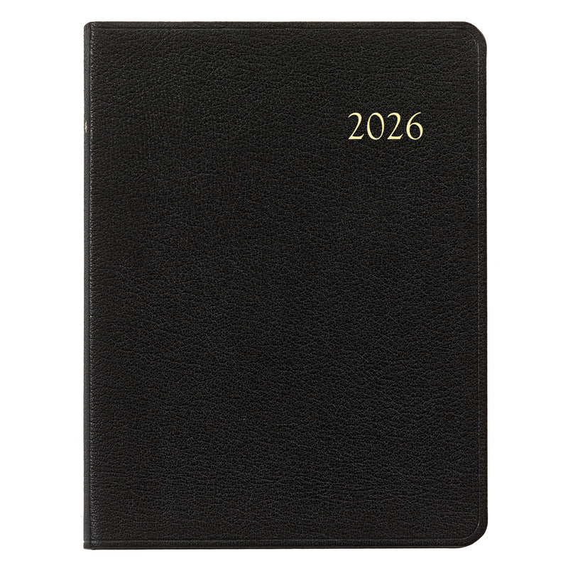 2026 Desk Diary Black Goatskin Leather