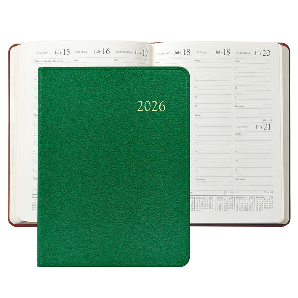 2026 Desk Diary Kelly Green Goatskin Leather