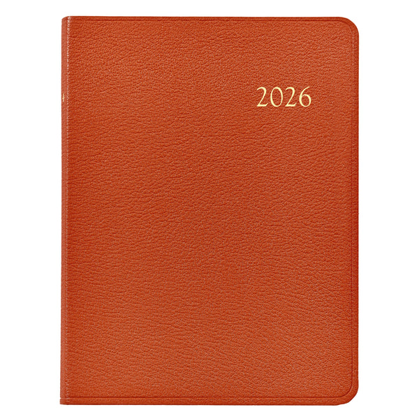 2026 Desk Diary Orange Goatskin Leather