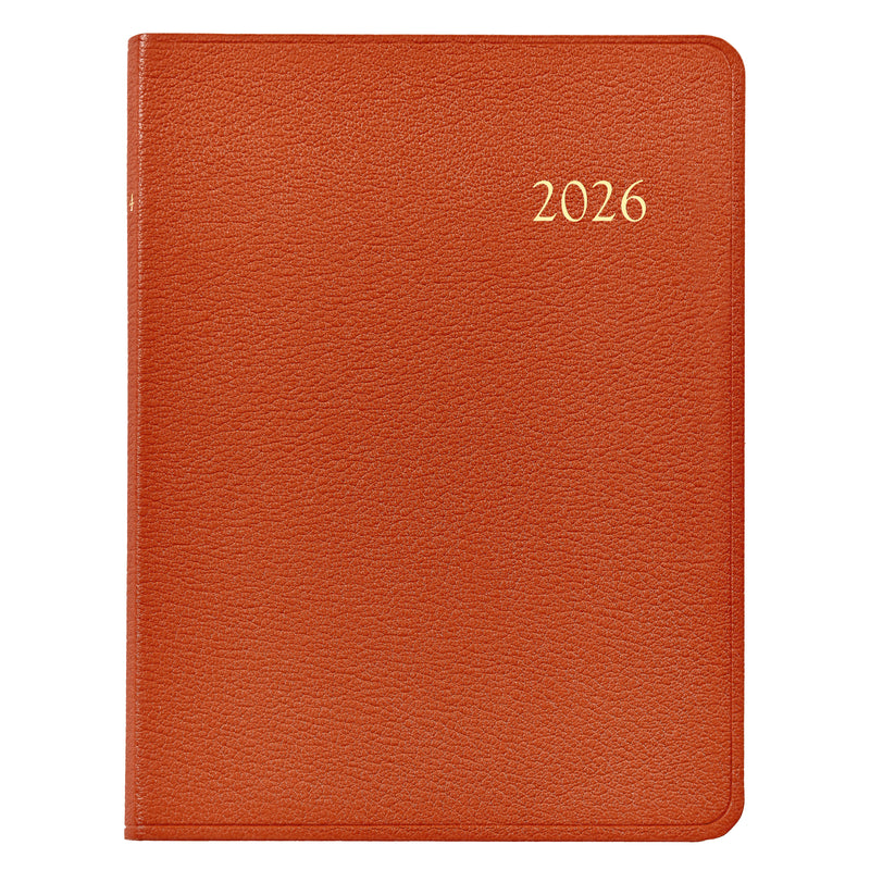 2026 Desk Diary Orange Goatskin Leather