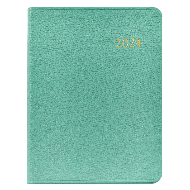 2024 Desk Diary Robins Egg Blue Goatskin Leather