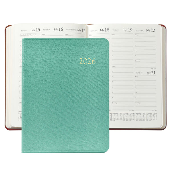 2026 Desk Diary Robin's Egg Blue Goatskin Leather