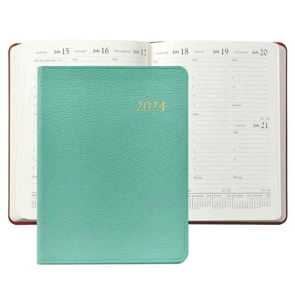 2024 Desk Diary Robins Egg Blue Goatskin Leather