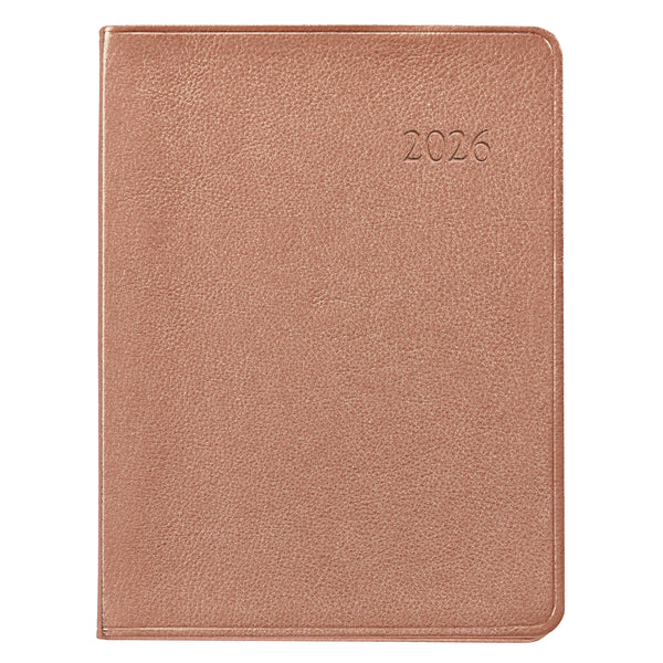 2026 Desk Diary Rose Gold Goatskin Leather