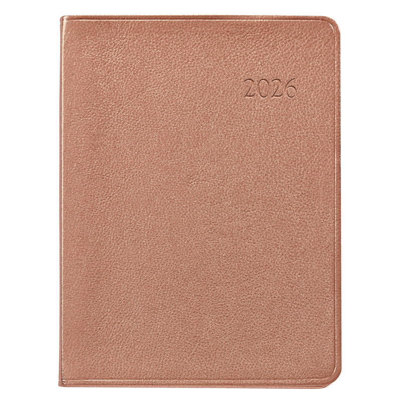2026 Desk Diary Rose Gold Goatskin Leather