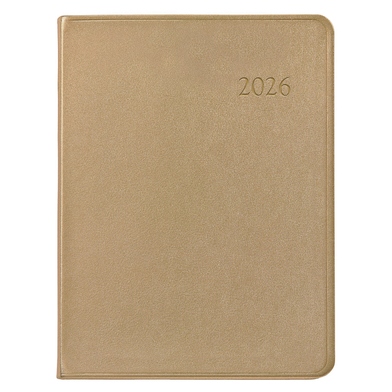 2026 Desk Diary White Gold Goatskin Leather