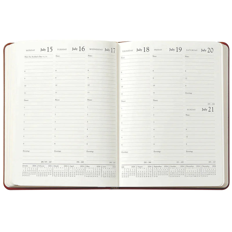 2025 Desk Diary Embossed Python Hydrangea Blue Leather