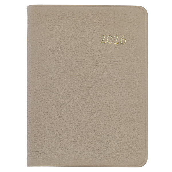 2026 Desk Diary Pebble Beachwood Leather