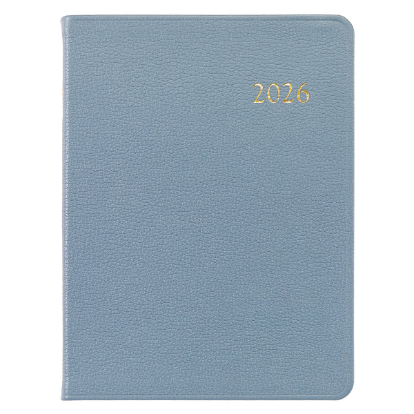 2026 Desk Diary Pebble Slate Blue Leather
