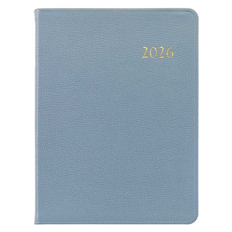 2026 Desk Diary Pebble Slate Blue Leather