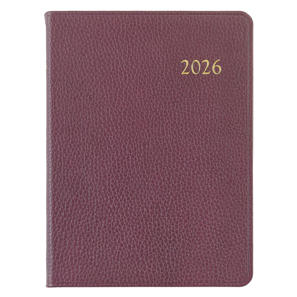2026 Desk Diary Pebble Wine Leather