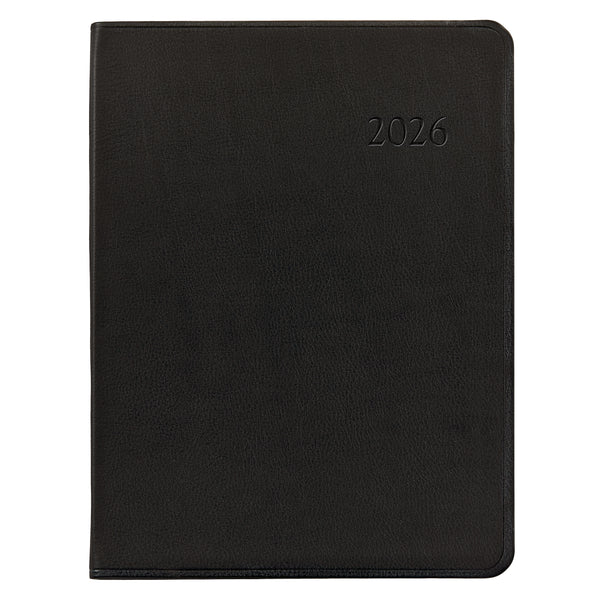 2026 Desk Diary Black Traditional Leather