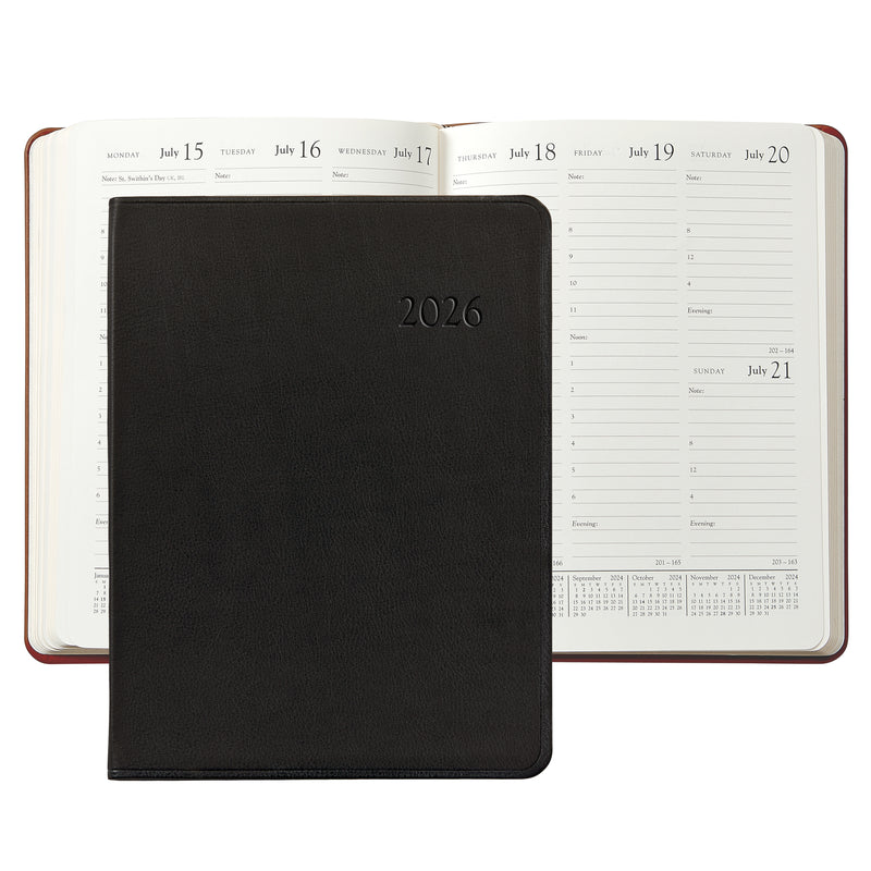 2026 Desk Diary Black Traditional Leather
