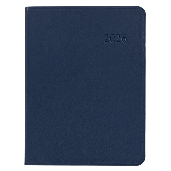 2026 Desk Diary Navy Blue Traditional Leather