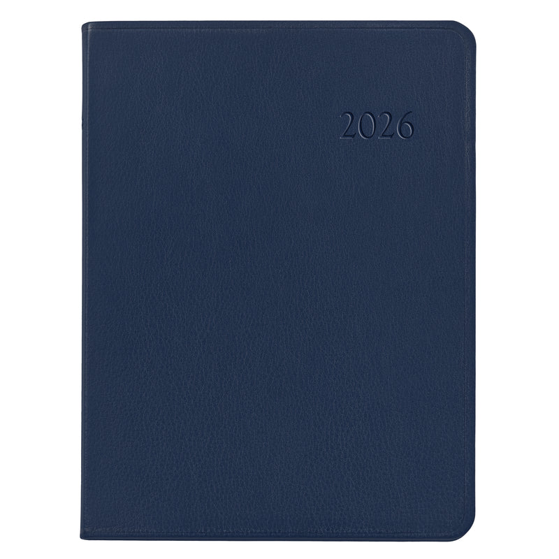2026 Desk Diary Navy Blue Traditional Leather