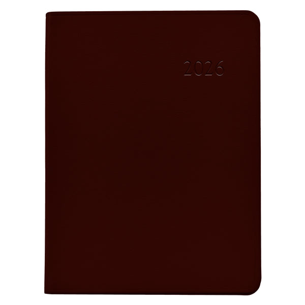 2026 Desk Diary Bordeaux Traditional Leather